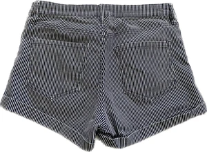 H&M Women's Navy Blue and White Striped Shorts Size 4 Cuffed Excellent Used Cond - Picture 1 of 9