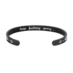 Armreif Armband "Keep *ucking going" innen graviert, schwarz, inspirierend - Bild 1 von 11