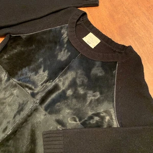 Giada Forte Italy Shiny Leather Cow Pony Hair Fur Hide Wool Black Top Sweater  L - Picture 1 of 19