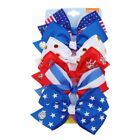 USB Hair Bow Clips For Independence Day 6pcs Striped Handmade Kids Accessories