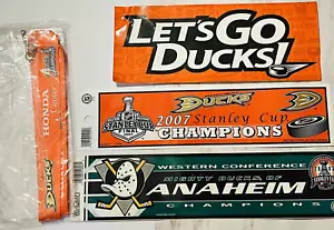 Anaheim Mighty Ducks Collectible Lot of 3 Car Bumper Stickers and 1 Lanyard - Picture 1 of 18