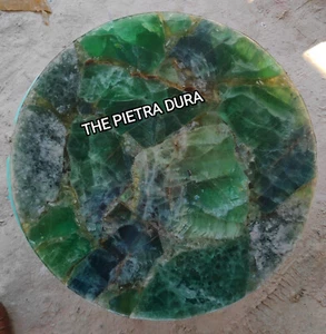 Flourit Stein Couchtischplatte, runde Achat Stein Mitteltischplatte, Wohndeko - Bild 1 von 3