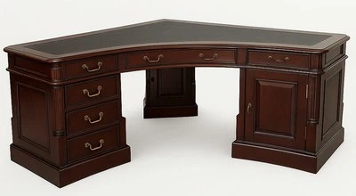 Eckschreibtisch Chefbüro Kolonialstil Mahagoni Schreibtisch149x149cm Antik - Bild 1 von 4