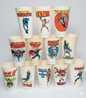 Vintage 1975 7-Eleven Marvel Slurpee Cups Lot of 12 Character Bios Made In USA