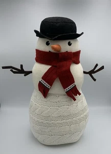 Hallmark Snowman Soft Plush White Cable Knit Sweater Christmas Collectible 16" - Picture 1 of 9