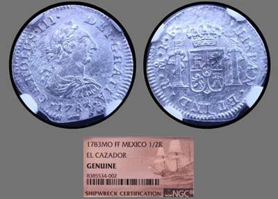 1783MO FF 1/2 Reales El Cazador Shipwreck AMAZING DETAILS/PRIME SELECT NGC #002 - Image 1 of 3