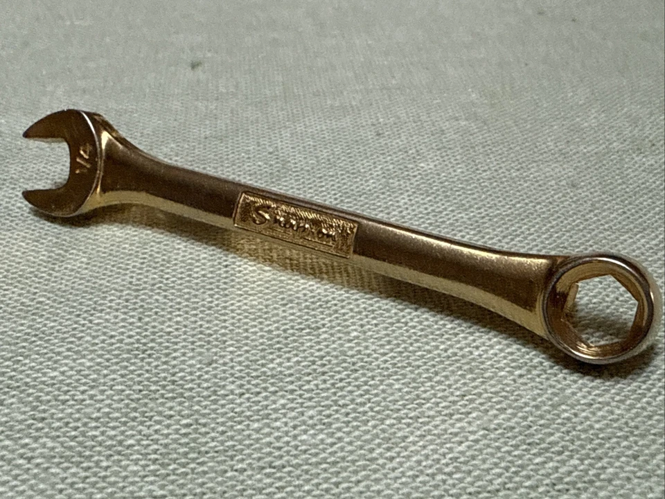 Vintage Snap On Gold Tone ¼" Wrench Money Clip Tie Bar 3" - Image 1 of 4