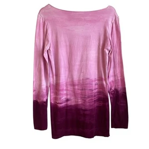 Earth Yoga Women Tunic Top L Pink Ombré Long Sleeve Organic Cotton Lounge Comfy - Picture 1 of 8