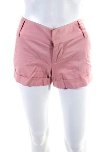 Alice + Olivia Womens Pink Mid-Rise Cuff Mini Shorts Size 0 - Picture 1 of 4