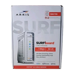 Open Box ARRIS SURFBOARD SB6190 DOCSIS 3.0 32 x 8 modem via cavo - Bianco - Foto 1 di 9