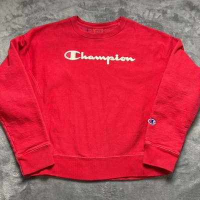 Sudadera Vintage Champion Tejido Inverso Mediana Roja Logo Bordado en Relieve Foto 1 de 4