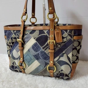 Bolso de Mano Coach Vintage Patchwork Denim Bolso de Hombro Multicolor de Japón - Imagen 1 de 10
