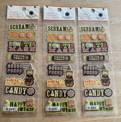 3 paquetes de pegatinas vintage nuevas de Halloween con frase de Martha Stewart 2010 24 piezas en total. Foto 1 de 4