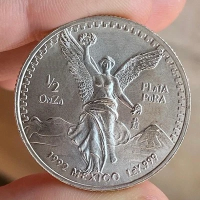 MESSICO 1/2 ONCIA 1992 LIBERTAD MOLTO RARO ARGENTO SILVER PURO 999/1000 UNC - Immagine 1 di 4