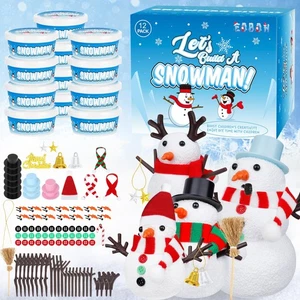 Paquete de 12 manualidades navideñas, kit de muñeco de nieve hágalo usted mismo para niños, construir un kit de muñeco de nieve interior... - Imagen 1 de 7