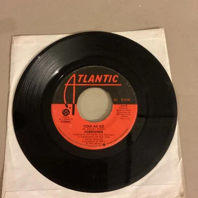FOREIGNER Cold As Ice ATLANTIC 3410 45 RPM 1977 Classic Rock 7" Jukebox Tested - Image 1 of 3