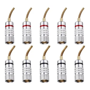 10 Pcs Flex Pin Banana Plugs, 8.5mm (5/16") Banana Plug Jack Socket, 2mm Gold... - Picture 1 of 7