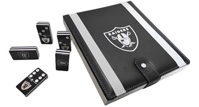Jumbo Dominoes Set Las Vegas Raiders Football in Faux Leather Case Domino - Image 1 of 4