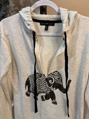 Sudadera con Capucha Derek Heart Manga Larga Cuello en V Gris Medio y Negro Elefante NUEVA NUEVA CON ETIQUETAS Foto 1 de 4