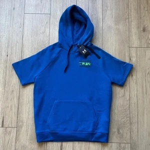 Neu mit Etikett Under Armour königsblauer kurzärmliger Hoodie mit grünem Logo für Herren Large " - Bild 1 von 10