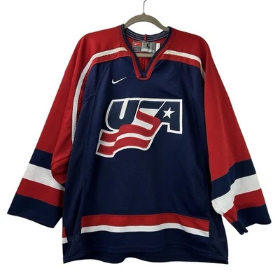 Винтажная мужская хоккейная футболка команды США Nike 2002 зимние Олимпийские игры большой размер сделано в Канаде - Изображение 1 из 4