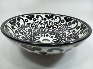 14" round TALAVERA VESSEL SINK Mexican handmade ceramic bathroom basin, folk art - Picture 1 of 5