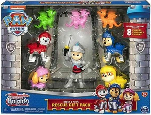 PAW PATROL Rescue Knights RYDER & PUPS & MINI DRAGONS 8 Figures GIFT PACK NEW - Picture 1 of 2