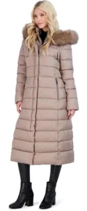 Cappotto invernale lungo donna Tahari isolato con bordo in pelliccia sintetica rimovibile - Foto 1 di 6