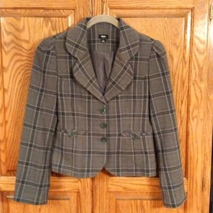 Mossimo Vintage Gray Purple Plaid Women's Blazer Jacket 3 Button Fall Size XS - Picture 1 of 8