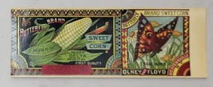 ADVERTISING Label Westernville New York Onley Floyd Butterfly Corn - Picture 1 of 1