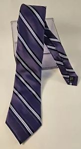 Bloomingdale's Repp Tie 100% Silk Purple Striped 3.5" The Men's Store - Picture 1 of 9