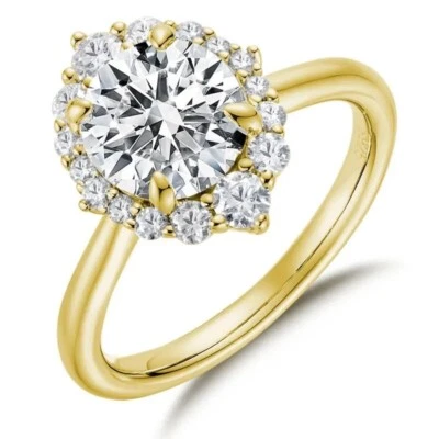 Round 2ct Lab Created Engagement Ring 18K Gold D Colour Diamond Test Pass US:5 - Image 1 of 4