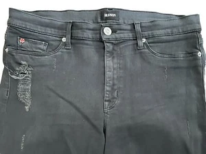 Hudson Damen Denim Jeans Nico Mid Rise Raw Hem Distressed anthrazit schwarz 33 XL - Bild 1 von 6