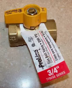 ProLine 110-224HN Gas Ball Valve, Quarter Turn, Brass, 3/4-In. - - Picture 1 of 2