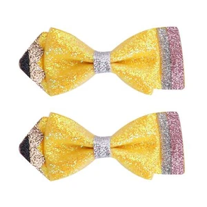 Back To School Pencil Hair Bow Clips Sparkly First Day of School Hair Clip Le... - Picture 1 of 6