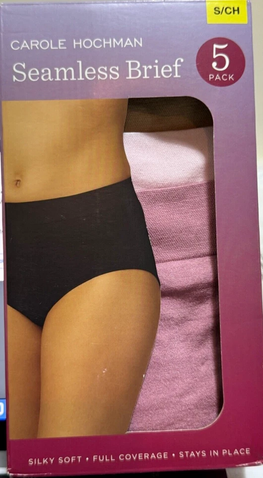 Paquete de 5 calzoncillos sin costuras para mujer Carole Hochman cobertura completa, multicolor, talla S Foto 1 de 1