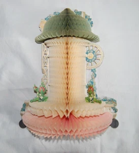 Large Antique Folding Crepe Paper Fountain Valentine - Picture 1 of 6