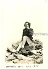 FOUND B&W PHOTO H_8444 GIRL SITTING ON ROCK EATING, MONARCH PASS CO - 1934