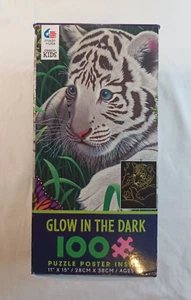 Ceaco 100 piece puzzle - glow in the dark white tiger with poster - sealed - Picture 1 of 6
