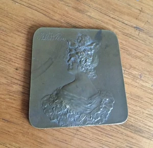 Antique Austrian Bronze Medallion Featuring Risque 19th Century Woman - Picture 1 of 3