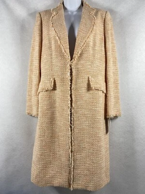 Chaqueta Larga Kasper Mujer’s 8 Naranja Beige Tweed Mangas Largas Secret Garden Nueva Foto 1 de 4