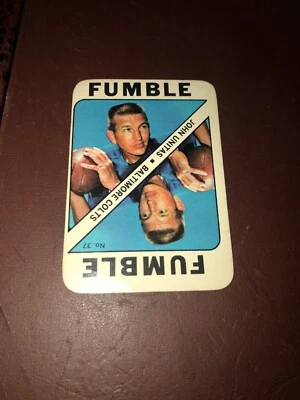 John Unitas FUMBLE  1971 Topps Game Card #37 NFL Baltimore Colts - Image 1 of 3