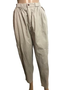 RARE vtg 80s Averroe Pleated Beige Cotton Twill Baggy Pants Sz 8 Made USA - Picture 1 of 18