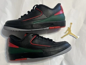 Nike Air Jordan 2 Retro low Black Red Green Gray Size 6.5 Y Streetwear Drip Vibe - Picture 1 of 8