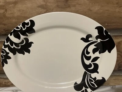 "Plato para servir ovalado Martha Stewart Collection Lisbon negro grande 16,75"" usado en excelente estado" Foto 1 de 4