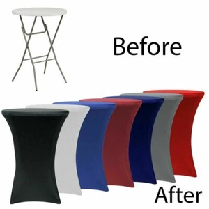 YCC- Highboy Cocktail 32"D x 42"H Stretchy Spandex Table Cover for Events - Picture 1 of 26