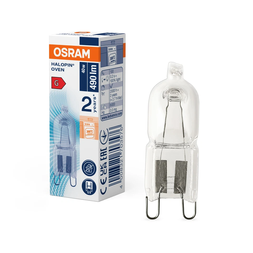 Lampadina OSRAM 66740 per forno G9 40W 2700K 490 lumen