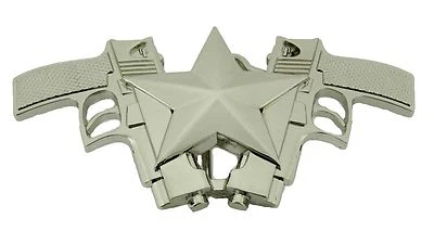 Hebilla de cinturón Star Guns Texas Rodeo metal plateado occidental nuevo hombres mujeres moda grande Foto 1 de 2