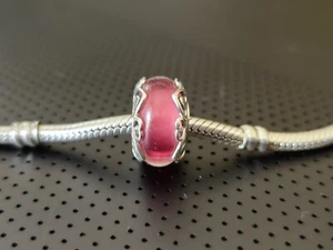 New Authentic Pandora Reveal Your Love Pink Murano Glass Charm - Picture 1 of 5
