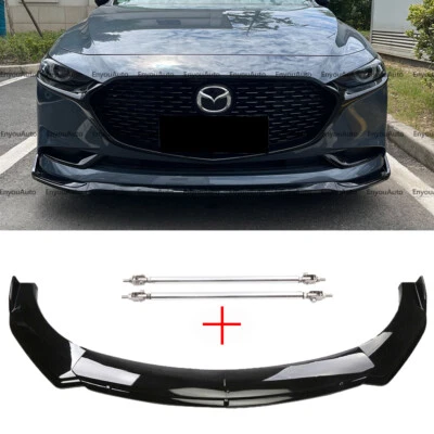 For Mazda MX-5 Miata Front Bumper Lip Spoiler Splitter + Strut Rods Glossy Black Foto 1 de 4